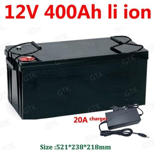 Waterproof 12V 400AH lithium ion 12v 400ah for Solar energy camping Electric car golf cart EV UPS + 20A Charger