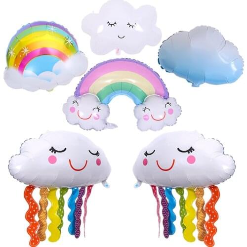 1pcs Rainbow White Cloud Aluminum Foil Balloon Birthday Holiday Theme Party Decoration Helium Balloon Baby Shower Kids Toy