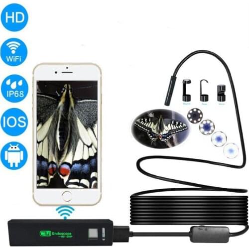 Wifi Endoscope Camera For Android / IOS 8mm 1200P Endoscope Waterproof Hard Cable Pipe Inspection Mini Endoscope Camera