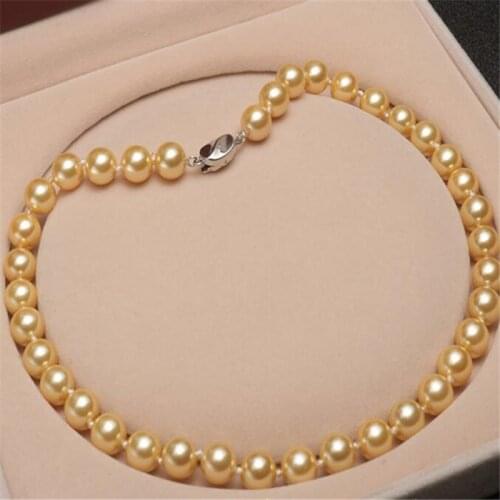 2021 New 10mm South Shell Pearl Necklace Round Beads Fashion Jewelry Natural Stone Magnet Clasp AAA Grade Wholesale Price