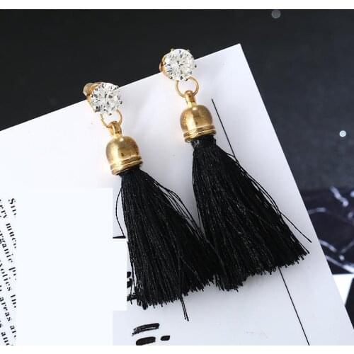 New Earrings Colorful Oversized Zircon Tassel Earrings For Women Earing Earings Jewelry Red Green Pink White Black Earing J56