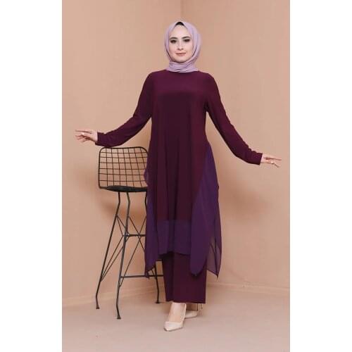Women Set 2 Pieces Big Size Tunic Blouse Pant Trouser Spring Autumn Hijab Islamic Dress Muslim Female Clothing Turkish Pregnant