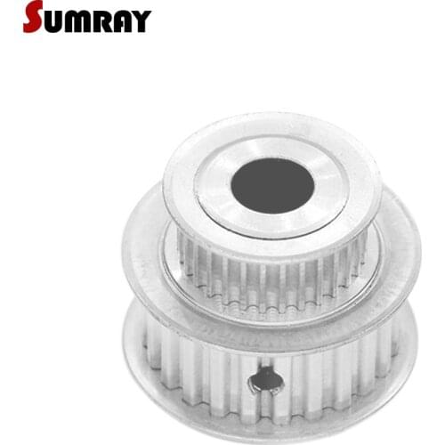 SUMRAY 3M 30T XL 24T Double Head Timing Pulley 10/12mm inner bore 11/16mm width Dual Head Toothed Pulley Wheel for Laser Machine