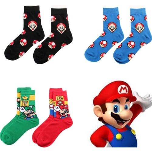 Super Mario Bros Cartoon 1 Pair High Quality Cotton Hip Hop Adult Cute Man Women Medium Tube Socks Cotton Happy Funny Sock Cute