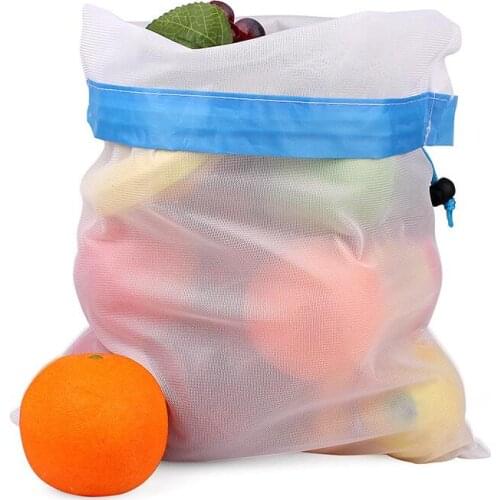 15 Reusable Mesh Produce Bags Eco-Friendly Washable and See-Through with Colorful Tare Weight Tags 3 Sizes