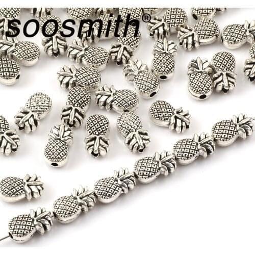20pcs Metal Pineapple-Shaped Beads Alloy Spacer Beads For Jewelry Making DIY Charm Bracelet Gift Accessory Wholesale