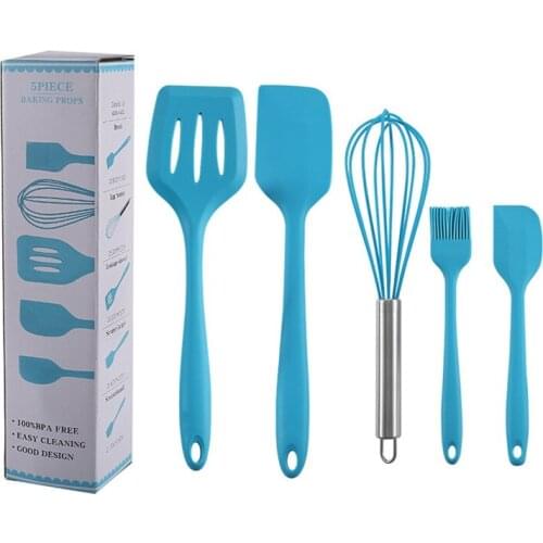 5Pcs Color Silicone Cookware Set Kitchen Silica Gel Spatula and Oil Brush and Egg Batters Kitchenware Cooking Baking Tool