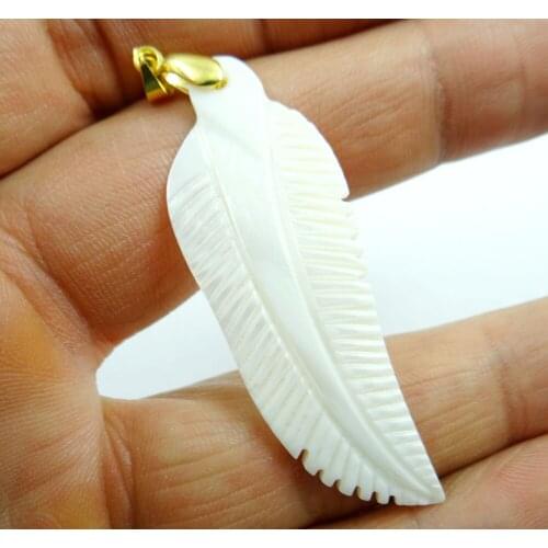 5pcs Natural Freshwater Leaves Shell Necklace Pendants For Jewelry Making Charms Pendants 55*18MM P304
