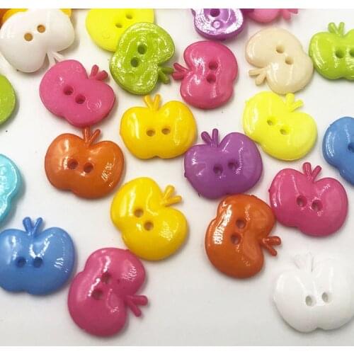 50/100pcs plastic button Apple DIY Appliques/sewing 2 holes Lots mix Upick PT73
