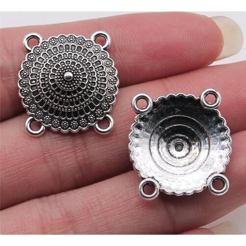6pcs Antique Silver Color Body Chain Flower Porous Connectors 21x22mm DIY Necklace Making Accessoreis
