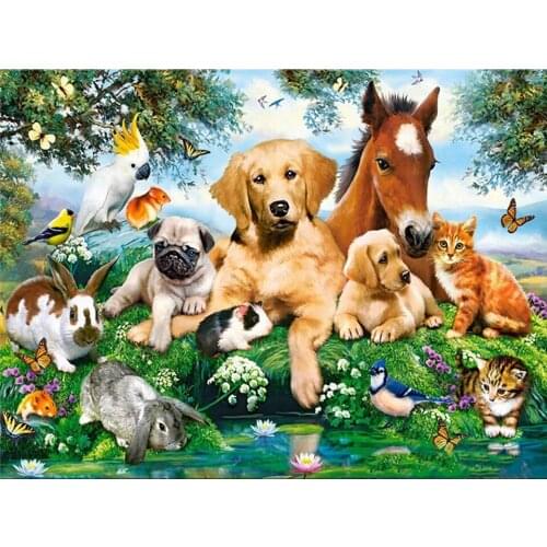 DIY 5D Diamond Painting Animals Horse Dog Cat Cross Stitch Kit Full Drill Embroidery Mosaic Art Picture of Rhinestones Decor