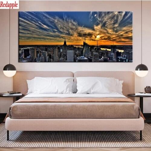 Diamond embroidery Natural scenery, sunset city scenery full square round drill diamond painting 5d diy diamond mosaic home