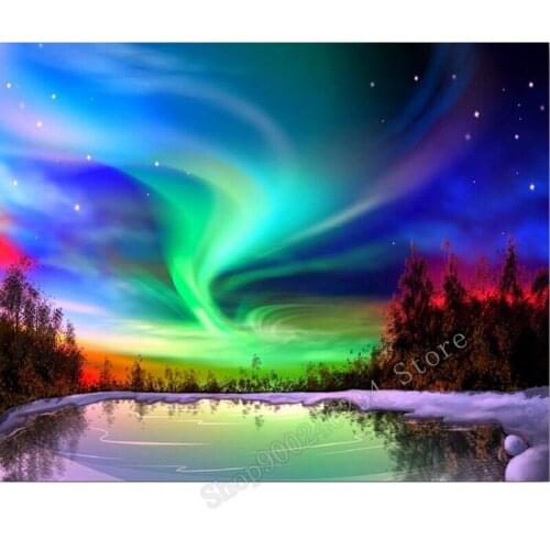 Full Square Round Drill 5D DIY Diamond Painting Northern Lights Embroidery Cross Stitch 5D Home Decor Gift FF2297