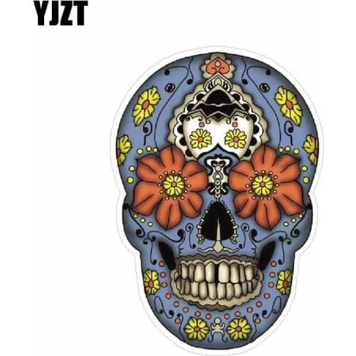 YJZT 7.1CM*10.2CM Car Sticker Classic Motorcycle Sugar Skull Dead Decal PVC 6-0096