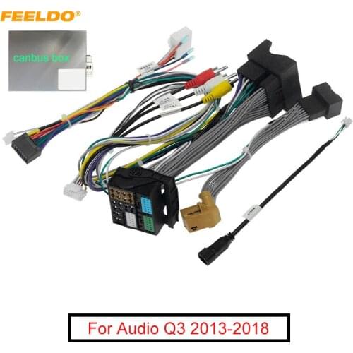 FEELDO Car 16pin Audio Wiring Harness & LVDS Wire Cables With Canbus Box For Audio Q3 Stereo Installation Wire Adapter