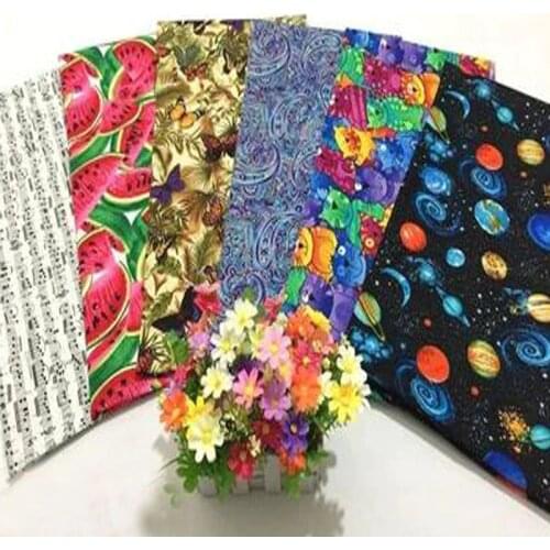 Great Mixed 18 Designs Exported Quality Universe Christmas Animals Fruit Flower Printed Cotton Fabric For DIY Sewing Decoration