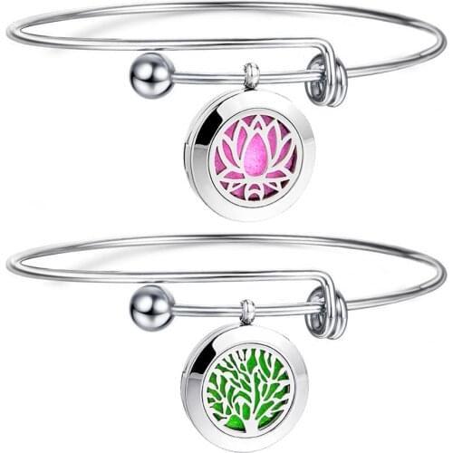 1pc Stainless Steel Bracelet Aromatherapy DIY Charm Bangles Perfume Essential Oil Diffuser Bracelet for Christmas Gift