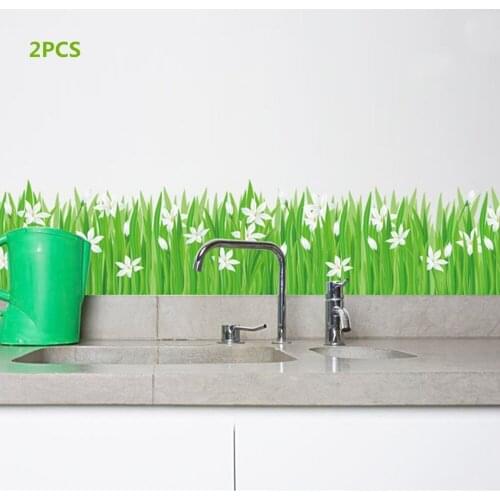 Fly butterfly around green Grassland skirting board fence line decortaion , Fashional PVC decal sticker,2pcs per lot