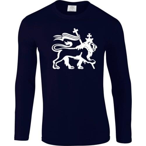 Rasta Lion Of JudahHot SELL New Fashion Men long Sleeve Slim Fit T Shirt Men Cotton T-Shirt Casual T Shirts
