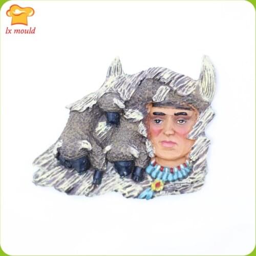 Hot Sale Indian Silicone Fondant Plaster Polymer Clay Silicone Moulds Chief Portrait