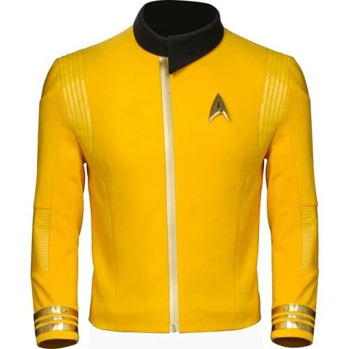 Star Costume Trek Cosplay Suit for Adult Men Uniform Suit Jacket Pants Discovery Yellow Color Halloween Cosplay Costumes