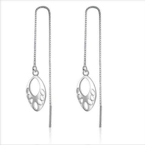 Trendy Female Hollow Leaf Earrings For Women Jewelry Fashion 925 Silver Girls Tassel Ear Line Princess Accessories Lady Earrings