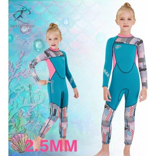 Water sports Fashion 2.5mm girl long sleeve one-piece wetsuit thickened warm snorkeling diving suit