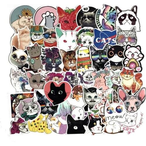 50Pcs/lot Animal Pet Stickers Kawaii Cat Stickers Kids Toys Luggage Laptop Waterproof Motorcycle Skateboard Graffiti Sticker Toy