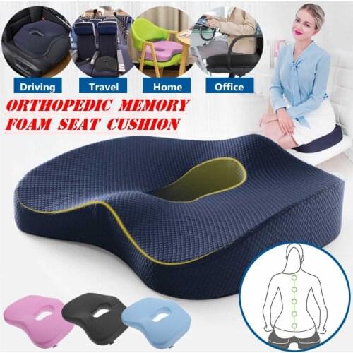 Non-slip orthopedic memory foam seat cushion for Office Chair Car Wheelchair Back Support Sciatica Coccyx Tailbone Pain Relief