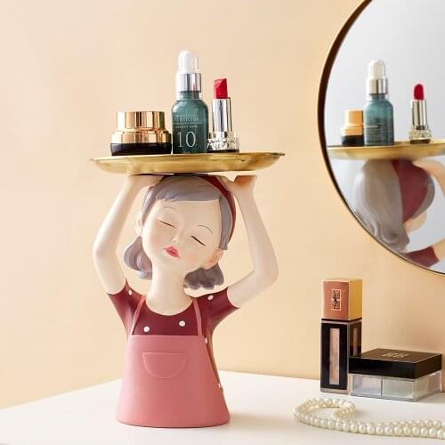 Nordic Home Decoration Resin Fruit Plate Girl Sculpture Living Room Decoration Sculpture Modern Art Living Room Decoration Gifts