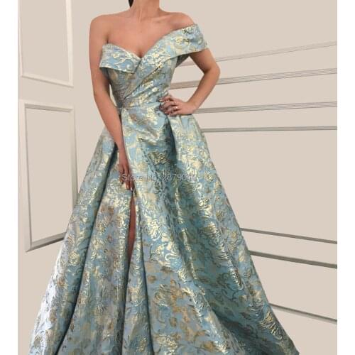 New Arrival Sweetheart A-Line Long Evening Dress One-Shoulder Satin Jacquard The Skirt Split Floor-Length Formal Dress Zipper