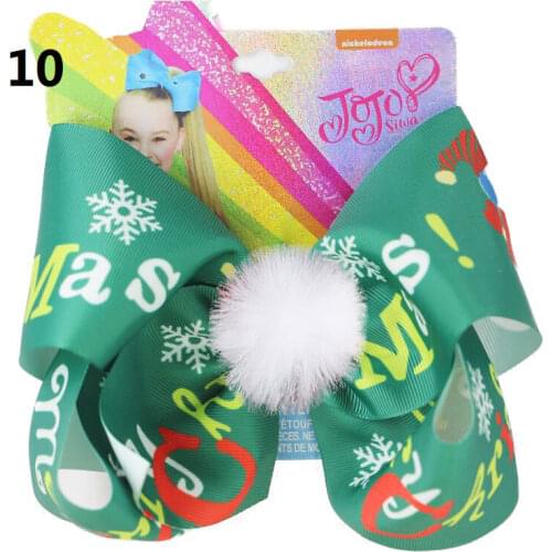 NEW Pom Pom Bowknot 8inch Large Christmas Hair Bows for Girls Hairclip Hairgrips Party Kids Headwear Accessories