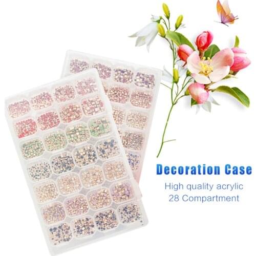 28 Slots Plastic Empty Storage Box Nail Art Rhinestone Tools Jewelry Beads Display Storage Box Case Plastic Container Nail Tools