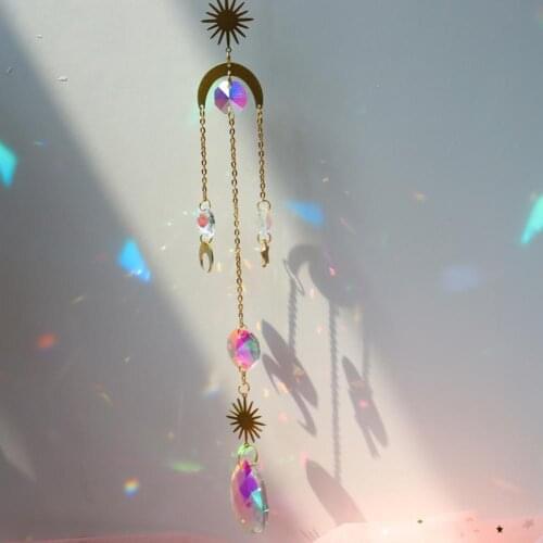 Suncatcher Pendant Eye-catching Decorative Glass Faux Crystal Suncatcher Rainbow Prism Pendant Home Decoration