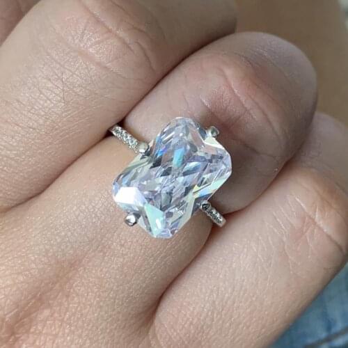 Stunning Dove Egg White Clear Big 5A Cubic Zirconia Luxury Jewelry 925 Sterling Silver Promise Werdding Band Bridal Ring Gift