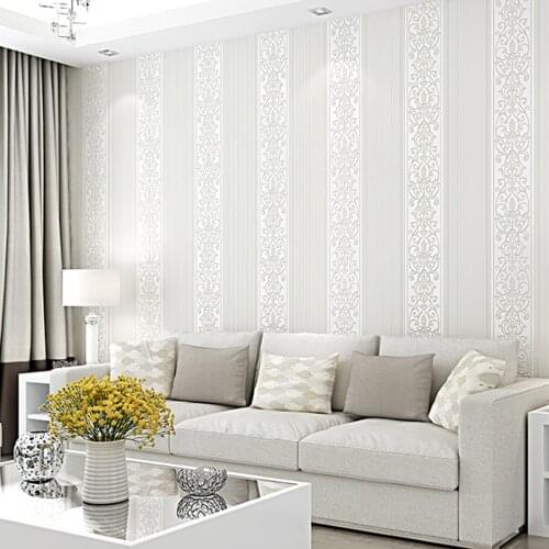 Q QIHANG European Style Simple Environmental Protection 3D Vertical Stripes Living Room Non-woven Wallpaper 0.53m*10m=5.3m2