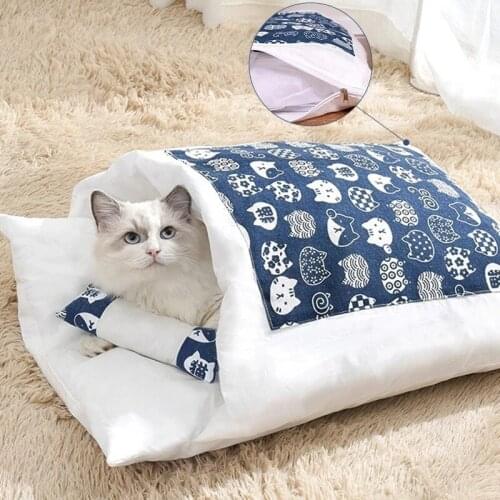 Removable Dog Cat Bed Cat Sleeping Bag Sofas Mat Winter Warm Cat House Comfortable Cats Cave House Pet Products