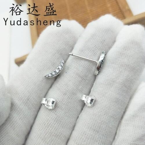 925 Sterling Silver Fashion Youth Style Moon Stud Earrings Simple Jewelry High Quality