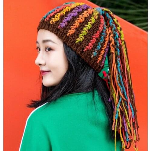 Dreadlocks Hat DIY Material Hip Hop Style Handmade Knitted Colorful Creative Gifts for Women Braid Hat High Quality Material Bag
