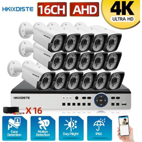 Real 5MP 2592*1944P facial recognition Record playback AHD DVR CCTV Kit 8 cameras Surveillance System Matrix SONY 6pcs IR Array