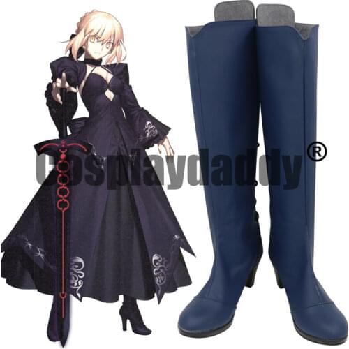 Fate/Grand Order Black Saber Alter Alternative Stage 3 Artoria Pendragon Arthur Pendragon King Arthur Cosplay Shoes Boots X002