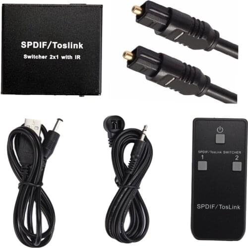 TZT NK-L21 For Toslink Splitter SPDIF/Toslink Switcher 2x1 With IR Optical Audio Switch 2 In 1 Out