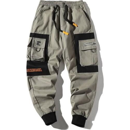 Hip Hip Pants Vintage Color Block Patchwork Multi-pocket Cargo Harem Pant Streetwear Harajuku Jogger Sweatpant Cotton Trousers