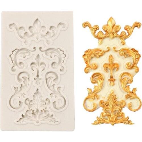 Vintage Silicone Fondant Mould Relief Baroque Cake Lace Flower Border Sugar Mold European Relief Silicone Mold