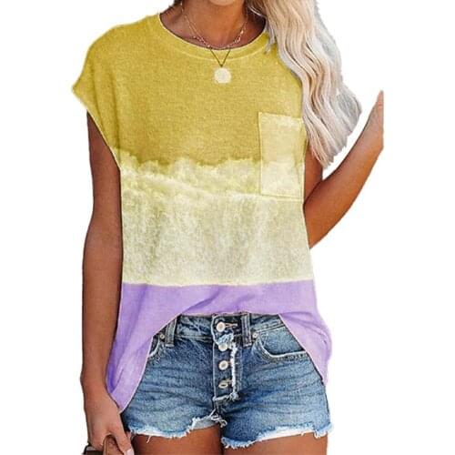 Ladies T-shirt Stylish O Neck Easy to Match Short Sleeve Women Fashion Casual T-shirt Summer Ladies Fashion Stitching T-shirt