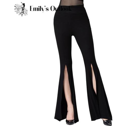 Women’s Modal Pants Bell Bottom Flare Yoga Latin Pants Slim Wide Leg Pazallo Dance Leggings Front Slit High Waist Plus Size