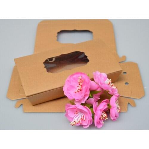 16*9*3.5cm Kraft paper pvc window Cookie dessert Packaging Boxes Packing for Candy Biscuits baking Chocolate Craft paper box