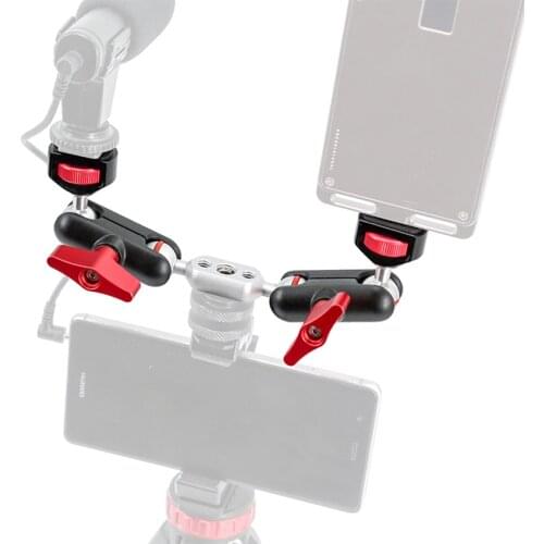 2Pcs Multi-function Ball Head Clamp Ball Mount Clamp Magic Arm w/ 1/4"-20 Thread for GPS Phone Monitor Video Light DSLR Camera