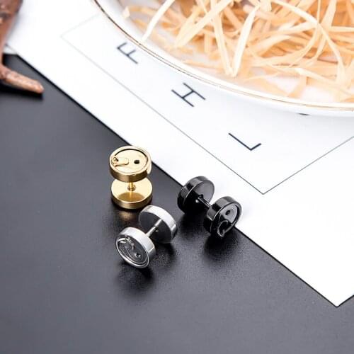 2021 New Trend Can Pull Tap Earring Stud Unisex Stainless-Steel Simple Punk Style 1 Pair