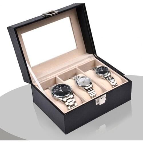 3 Slots Watch Box Organizer Faux Leather Watch Display Box Case jewelry box Wrist Watch Storage Box Case Watch Organizer Box